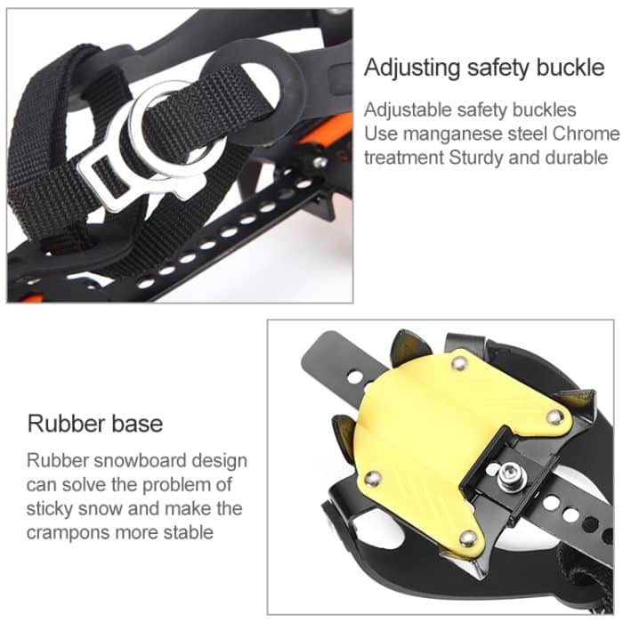 Aotu AT8701 Ein Paar 10 Zähne Anti-Rutsch-Eisgreifer-Schneekletterschuhüberzüge, 10 Teeth Orange, 10 Teeth Yellow – Bild 5