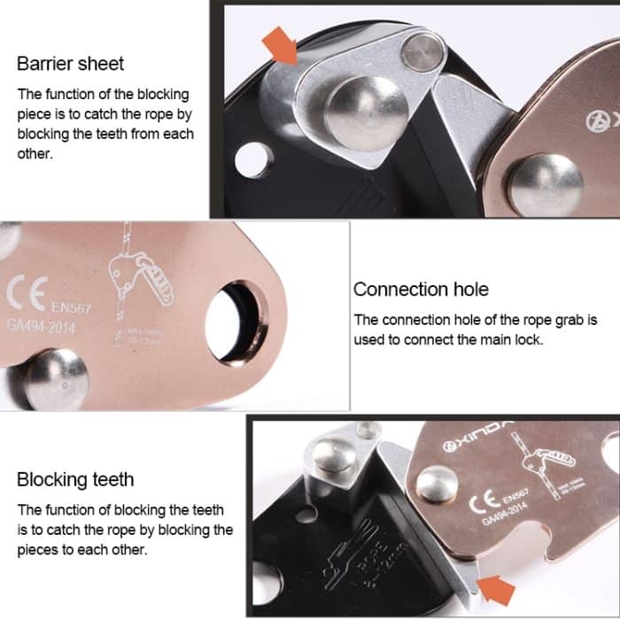 XINDA EN567 Klettern im Freien Luftarbeit Anti-Fall-Seilgreifer für Seile mit 8-13 mm Durchmesser – Bild 5