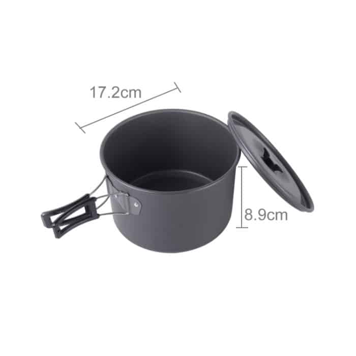 DS-500 Outdoor Camping Ultraleichtes 15-teiliges stapelbares Kochgeschirr für 4-5 Personen, Größe: Groß – Bild 3