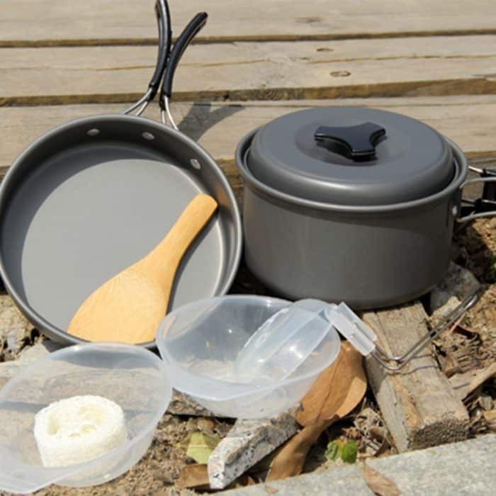DS-500 Outdoor Camping Ultraleichtes 15-teiliges stapelbares Kochgeschirr für 4-5 Personen, Größe: Groß – Bild 9