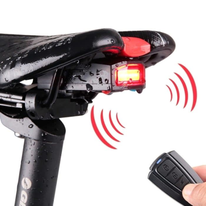IP65 Wasserdichtes wiederaufladbares USB-Smart-COB-LED-Alarmfahrrad-Rücklicht Rücklicht mit Fernbedienung, Steuerentfernung: 1-100 m – Bild 1