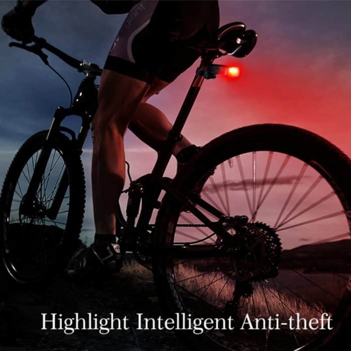 IP65 Wasserdichtes wiederaufladbares USB-Smart-COB-LED-Alarmfahrrad-Rücklicht Rücklicht mit Fernbedienung, Steuerentfernung: 1-100 m – Bild 8