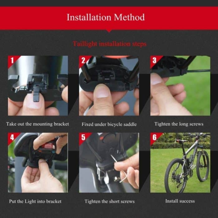 IP65 Wasserdichtes wiederaufladbares USB-Smart-COB-LED-Alarmfahrrad-Rücklicht Rücklicht mit Fernbedienung, Steuerentfernung: 1-100 m – Bild 9