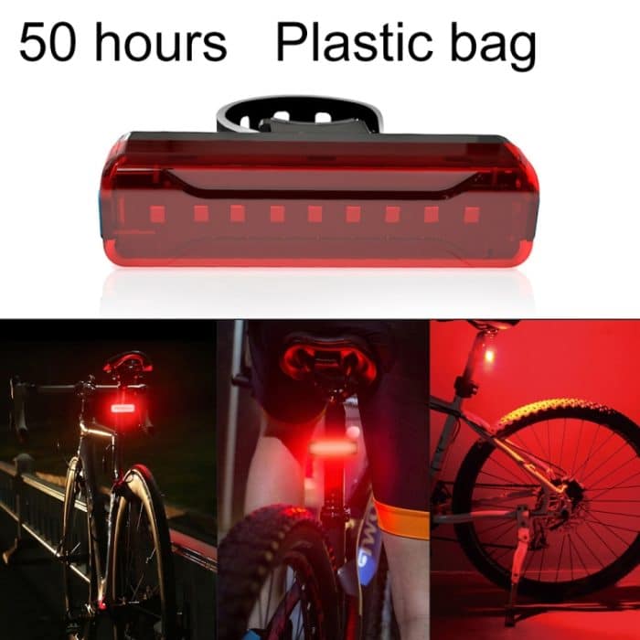 A02 Fahrradrücklicht Fahrradfahren Motorrad Elektroauto LED Mountainbike USB Aufladen Sicherheitswarnleuchte (50 Stunden, Plastiktüte) – Bild 1