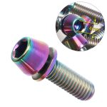 TOSEEK Fahrrad-Lenker-Vorbauschraube, Titanlegierung, M5 x 16 mm, Mountainbike-Lenker-Vorbauschraube mit festem Gang und Dichtung, M5x16mm Screw Colour, M5x16mm Screw Gold, M5x16mm Screw Color