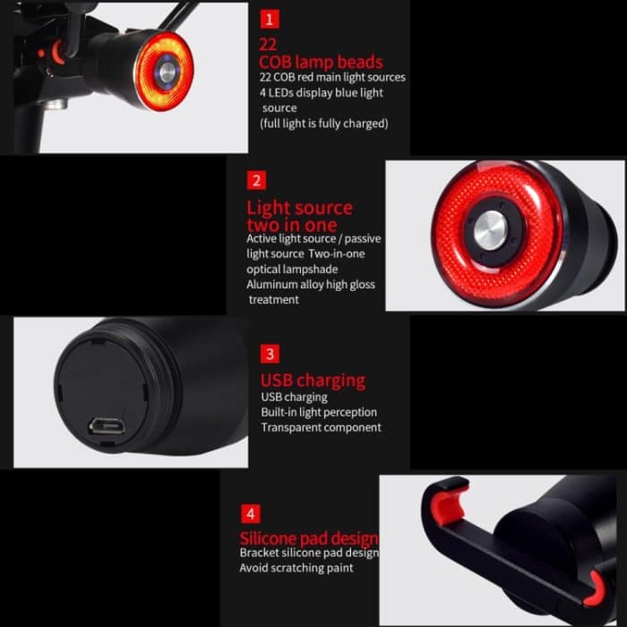 Antusi Q5 Fahrradrücklicht Rücklicht mit automatischer Bremsinduktion – Bild 14