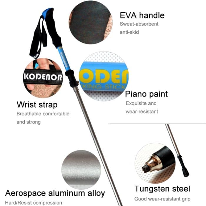 125 cm verstellbarer tragbarer Outdoor-Trekkingstock aus Aluminiumlegierung, Green#125cm, Blue#125cm, Red#125cm, Yellow#125cm – Bild 3