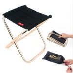 CLS Outdoor Tragbarer Angel-Grill-Klapphocker aus Aluminiumlegierung, Größe: 24,8 * 22,5 * 27 cm, CLS Folding Stool(Black)