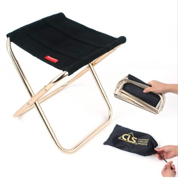 OG3879B.jpg CLS Outdoor Tragbarer Angel-Grill-Klapphocker aus Aluminiumlegierung, Größe: 24,8 * 22,5 * 27 cm, CLS Folding Stool(Black) – Bild 1