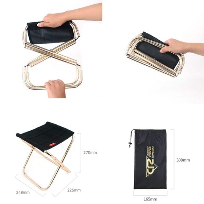 CLS Outdoor Tragbarer Angel-Grill-Klapphocker aus Aluminiumlegierung, Größe: 24,8 * 22,5 * 27 cm, CLS Folding Stool(Black) – Bild 5