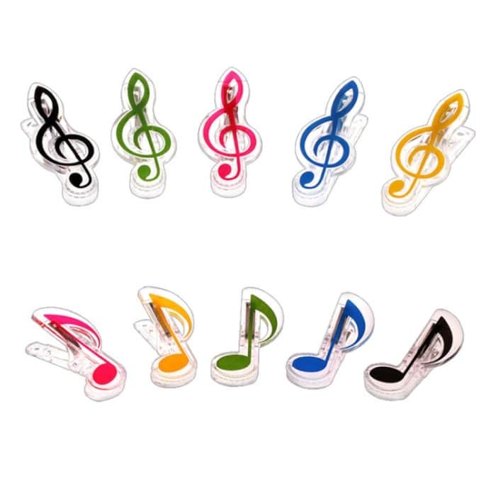 10 PCS PP Material Edelstahl Spring Music Note Form Buchclip Deluxe Seitenhalter, zufällige Farblieferung – Bild 2