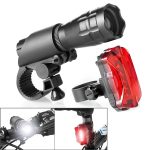 5W Mountainbike Scheinwerfer Zoom Blendung Wasserdichte Taschenlampe Set Autoscheinwerfer + Rücklicht (Set Eins)