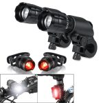 5W Mountainbike Scheinwerfer Lade Zoom Blendung Wasserdichtes Taschenlampenset Autoscheinwerfer x 2 + Rücklicht x 2 (Set Drei)
