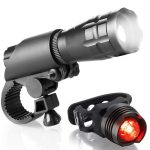 5W Mountainbike Scheinwerfer Lade Zoom Blendung Wasserdichtes Taschenlampenset Autoscheinwerfer + Rücklicht (Set Fünf)