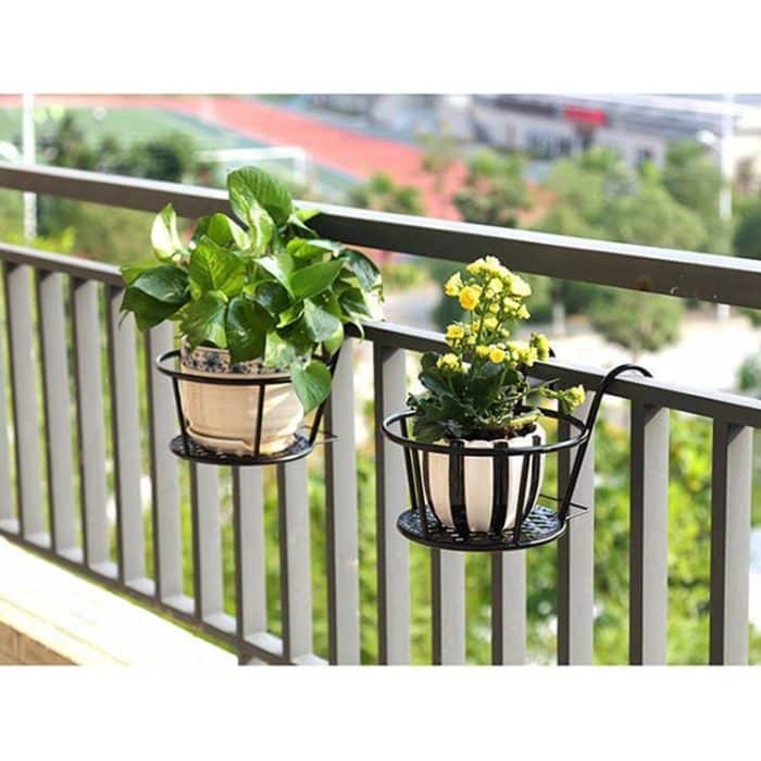 2 Stück Eisen-Metallgeländer für Topfpflanzen, hängendes Blumentopfregal – Bild 6