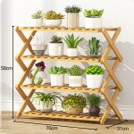 4-lagiger Balkon Wohnzimmer Zusammenklappbarer Blumenständer aus massivem Holz Topfpflanzregale, Länge: 70 cm – Bild 7