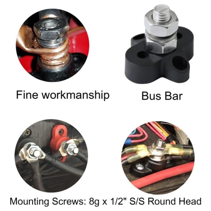 Einzelne Hochleistungs-Klemmenbolzen Schwarze M10-Sammelschiene für Auto / Wohnmobil / Boot – Bild 8