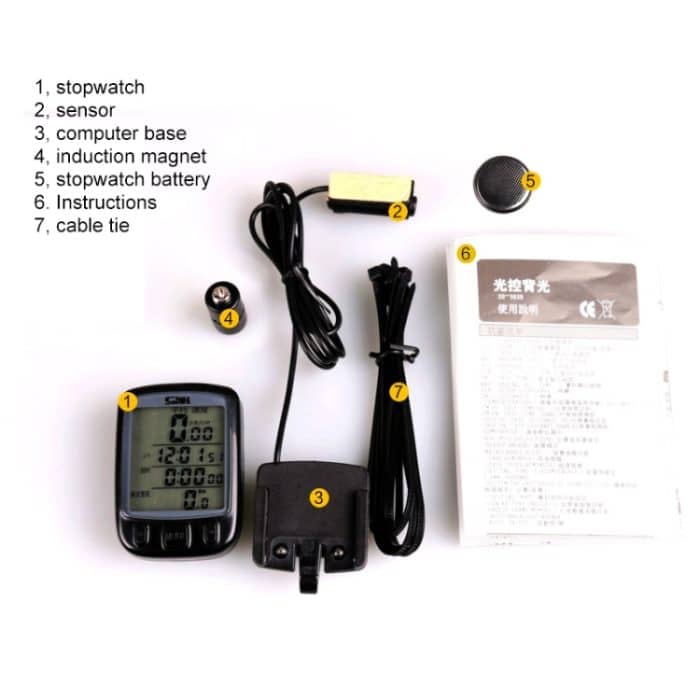 SUNDING 563A Fahrrad, wasserdicht, kabelgebunden, LCD-Bildschirm, leuchtender Kilometerstand, Tachometer, Kilometerzähler, englische Version, 563A(Black), 563A(Blue), 563A(Yellow) – Bild 8