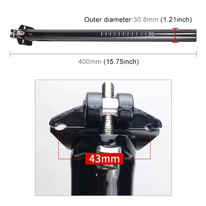 TOSEEK 3K Carbon Mountainbike Rennrad Fahrrad Sitzrohr Sattelstütze Sitzprobe Sitz Pole Fahrrad Armaturen, Größe: 30.8x400mm – Bild 5