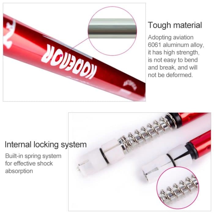 KODENOR Outdoor-Bergsteigen, tragbar, faltbar, Aluminiumlegierung, gerader Griff, Alpenstöcke, Trekkingstöcke, Länge: 66–135 cm, Length : 66-135CM (Black), Length : 66-135CM (Blue), Length : 66-135CM (Red), Length : 66-135CM (Silver) – Bild 4