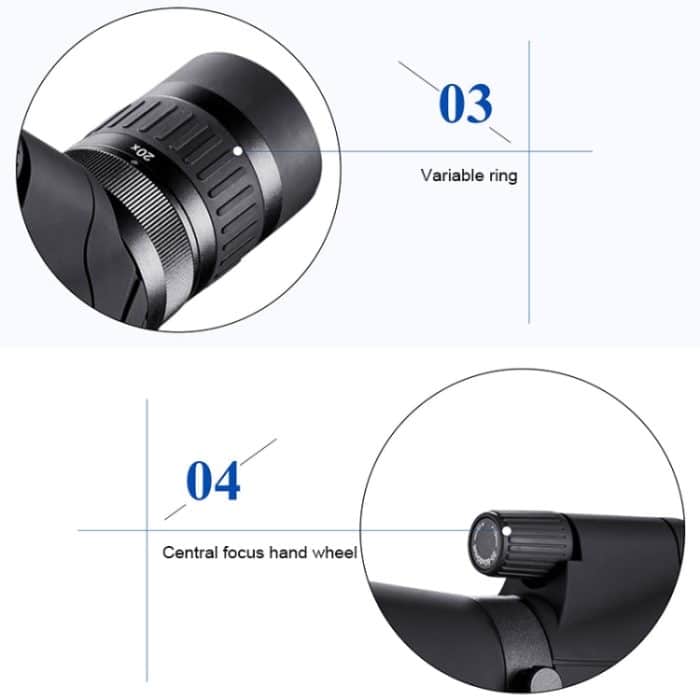 HTK-72 20x-60x High-Definition-Nachtsicht-Zoom-Monokular-Teleskop für Outdoor-Camping-Vogelbeobachtung mit Stativ, 20 x 60 – Bild 6