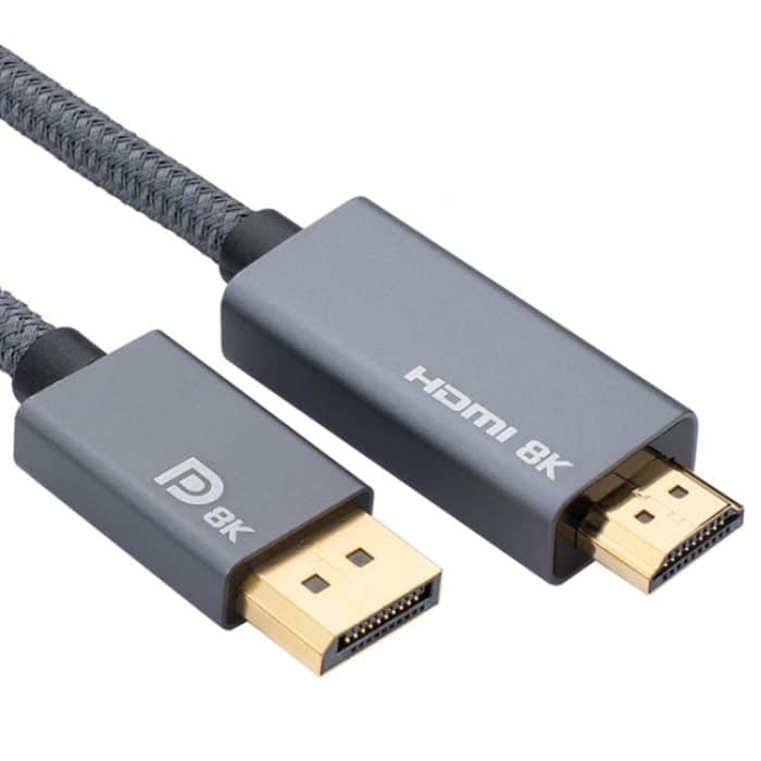 PC0049.jpg DisplayPort männlich an HDMI männlich 8k 30Hz HD geflochtene Adapterkabel, Kabellänge: 3M – Bild 1