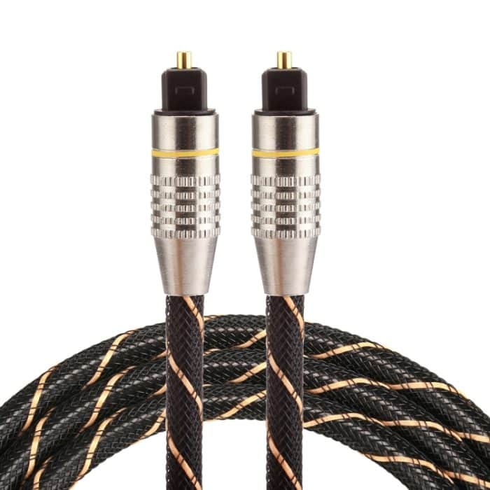PC0383.jpg 1 m OD6,0 mm vergoldeter Metallkopf gewebte Netzleitung Toslink Digitales optisches Audiokabel von Stecker zu Stecker – Bild 1