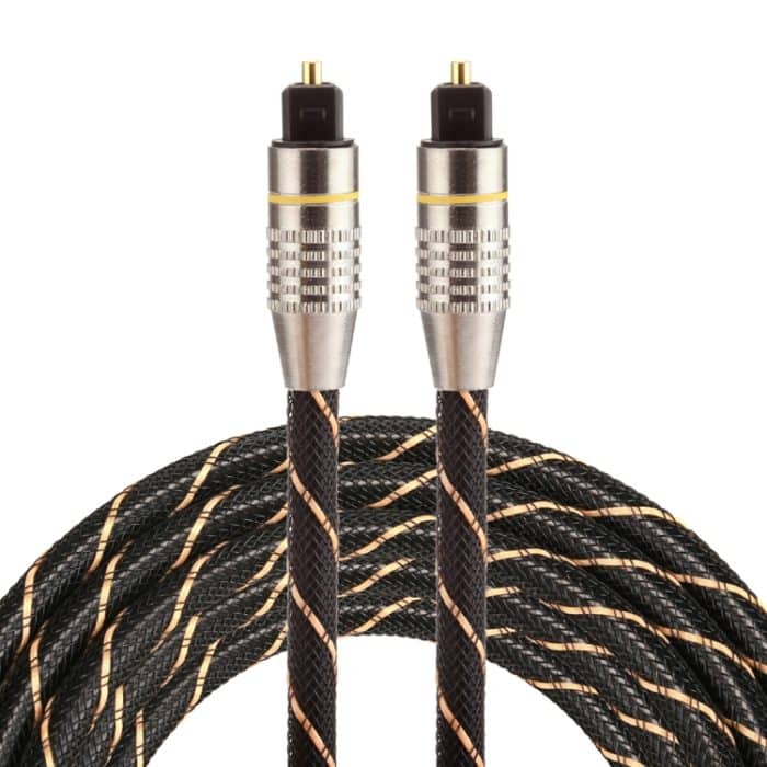 PC0385.jpg 2 m OD6,0 mm vergoldeter Metallkopf gewebte Netzleitung Toslink Digitales optisches Audiokabel von Stecker zu Stecker – Bild 1