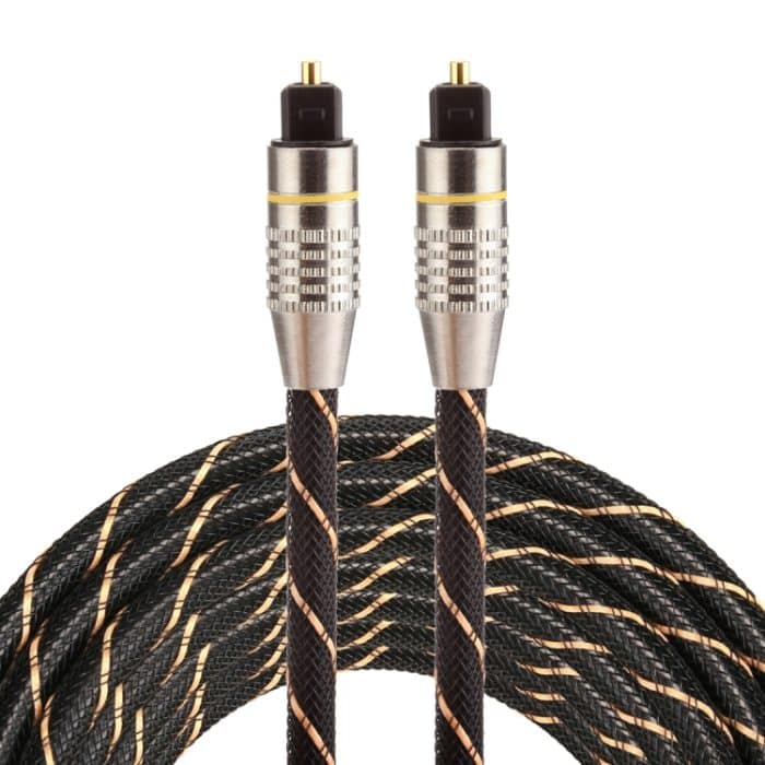 PC0386.jpg 3 m OD6,0 mm vergoldeter Metallkopf gewebte Netzleitung Toslink Digitales optisches Audiokabel von Stecker zu Stecker – Bild 1
