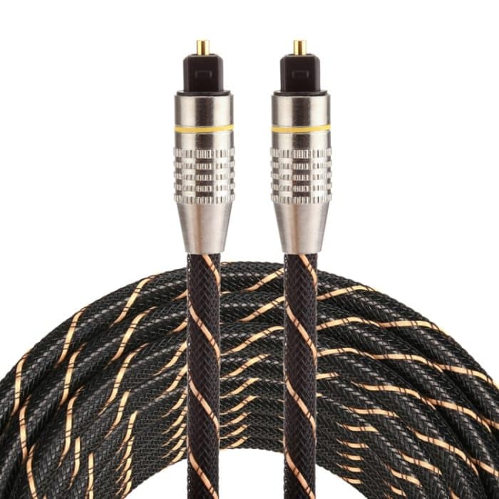 PC0387.jpg 5 m OD6,0 mm vergoldeter Metallkopf gewebte Netzleitung Toslink Digitales optisches Audiokabel von Stecker zu Stecker – Bild 1