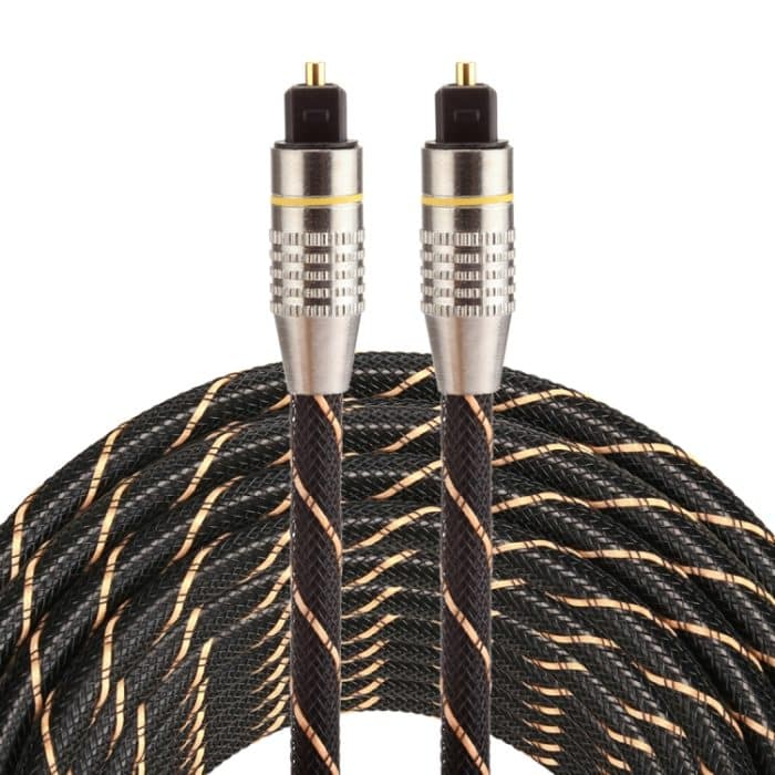PC0388.jpg 10 m OD6,0 mm vergoldeter Metallkopf gewebte Netzleitung Toslink Digitales optisches Audiokabel von Stecker zu Stecker – Bild 1