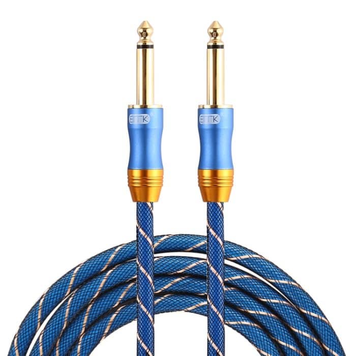 EMK 6,35 mm Stecker auf Stecker, 3 Abschnitte, vergoldetes Steckergitter, geflochtenes Nylon-Audiokabel für Lautsprecher, Verstärker, Mixer, Länge: 1,5 m – Bild 1