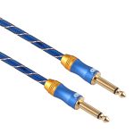 EMK 6,35 mm Stecker auf Stecker, 3 Abschnitte, vergoldetes Steckergitter, geflochtenes Nylon-Audiokabel für Lautsprecher, Verstärker, Mixer, Länge: 1,5 m – Bild 3
