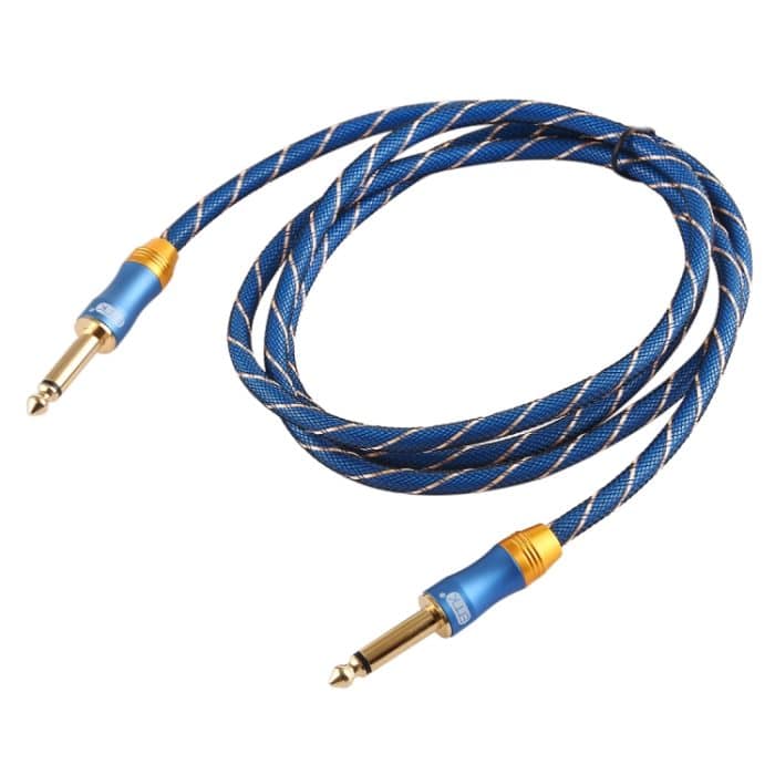 EMK 6,35 mm Stecker auf Stecker, 3 Abschnitte, vergoldetes Steckergitter, geflochtenes Nylon-Audiokabel für Lautsprecher, Verstärker, Mixer, Länge: 1,5 m – Bild 4