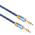 EMK 6,35 mm Stecker auf Stecker, 4 Abschnitte, vergoldetes Steckergitter, geflochtenes Nylon-Audiokabel für Lautsprecher, Verstärker, Mixer, Länge: 2 m – Bild 3