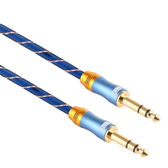 EMK 6,35 mm Stecker auf Stecker, 4 Abschnitte, vergoldetes Steckergitter, geflochtenes Nylon-Audiokabel für Lautsprecher, Verstärker, Mixer, Länge: 2 m – Bild 3