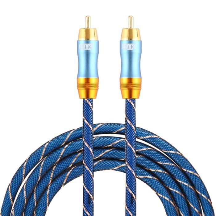 PC0409L.jpg EMK 8 mm RCA-Stecker auf 6 mm RCA-Stecker, vergoldetes Steckergitter, geflochtenes Nylon-Audio-Koaxialkabel für Lautsprecher, Verstärker, Mixer, Länge: 2 m – Bild 1