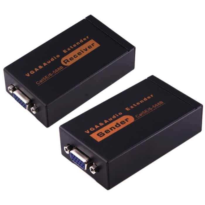 VGA & Audio Extender 1920x1440 HD 100m Cat5e / 6-568B Netzwerkkabel Sender Empfänger Adapter, Transmission Distance: 100m – Bild 1