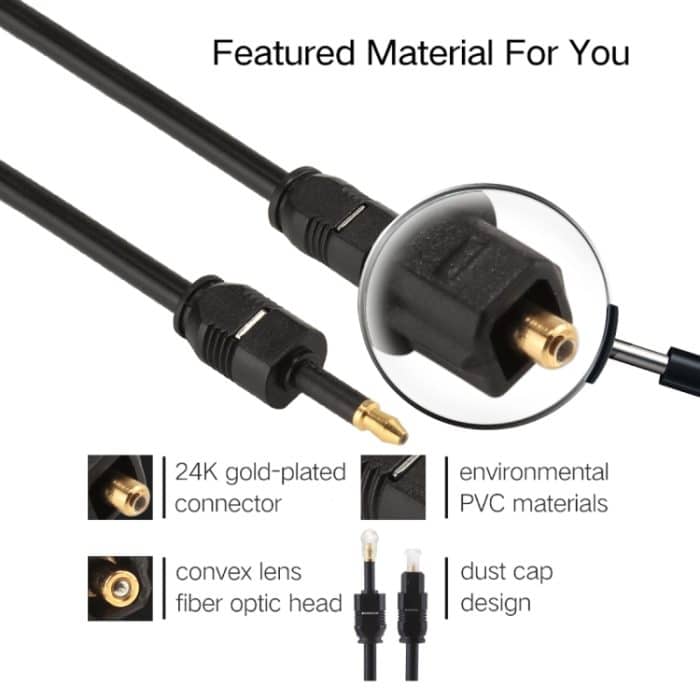 1 m OD4,0 mm Toslink-Stecker auf 3,5 mm Mini-Toslink-Stecker Digitales optisches Audiokabel – Bild 4