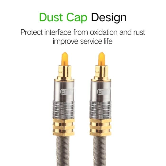 EMK YL-A 2 m OD8,0 mm vergoldeter Metallkopf Toslink Digitales optisches Audiokabel von Stecker zu Stecker – Bild 5