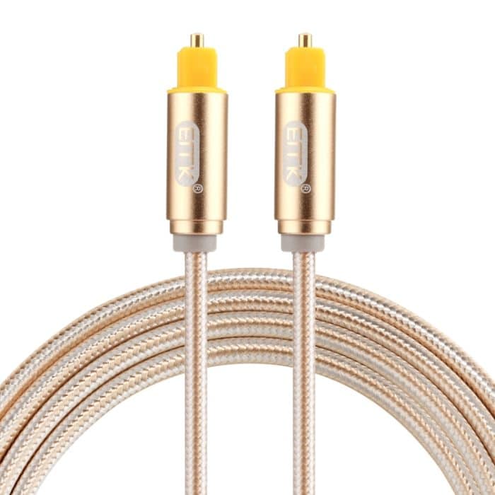 EMK 1,5 m OD4,0 mm vergoldetes Metallkopf-Geflechtkabel, Toslink-Stecker auf Stecker, digitales optisches Audiokabel, Length: 1.5m – Bild 1