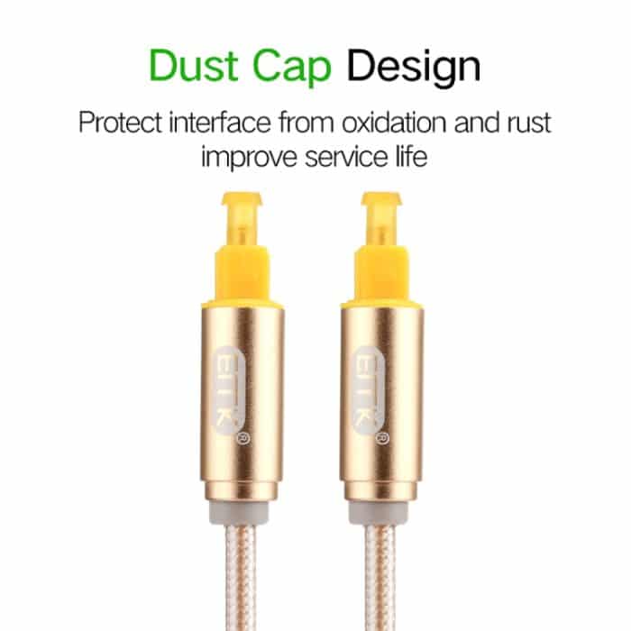EMK 1,5 m OD4,0 mm vergoldetes Metallkopf-Geflechtkabel, Toslink-Stecker auf Stecker, digitales optisches Audiokabel, Length: 1.5m – Bild 5