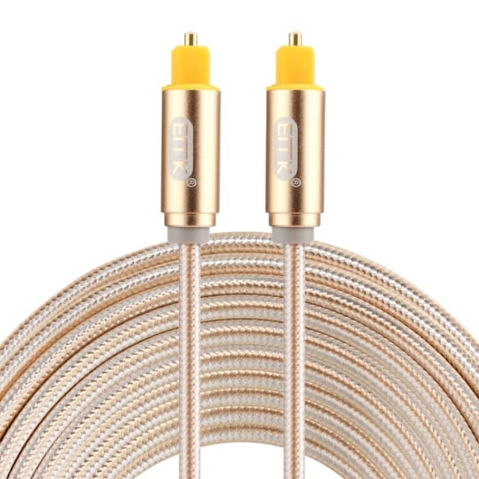 EMK 5 m, OD 4,0 mm, vergoldeter Metallkopf, gewebte Linie, Toslink-Stecker auf Stecker, digitales optisches Audiokabel, Length: 5m – Bild 1