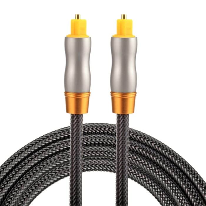 PC0788.jpg 1,5 m OD6,0 mm vergoldeter Metallkopf gewebte Linie Toslink Digitales optisches Audiokabel von Stecker zu Stecker – Bild 1
