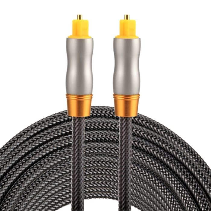 PC0791.jpg 5 m OD6,0 mm vergoldeter Metallkopf gewebte Linie Toslink Digitales optisches Audiokabel von Stecker zu Stecker – Bild 1