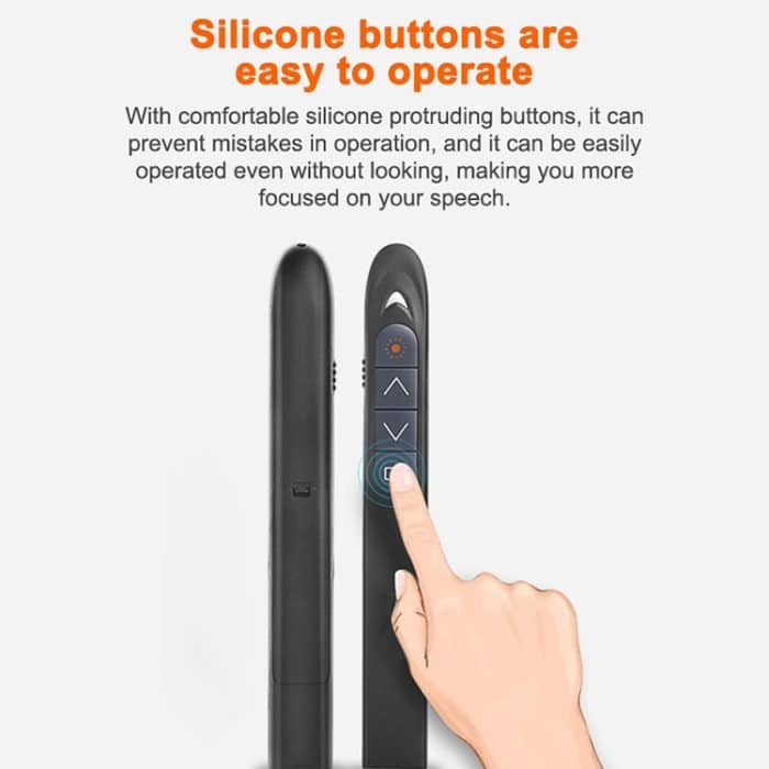 XM930 2,4 GHz kabelloser Laser-PowerPoint-Stift zum Umblättern von Multimedia-Präsentationen, kabelloser Präsentationsprojektionsstift mit USB-Empfänger, unterstützt Erinnerung bei niedrigem Batteriestand, Fernbedienungsentfernung: 100 m, 100m White... – Bild 7