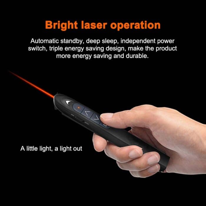 XM930 2,4 GHz kabelloser Laser-PowerPoint-Stift zum Umblättern von Multimedia-Präsentationen, kabelloser Präsentationsprojektionsstift mit USB-Empfänger, unterstützt Erinnerung bei niedrigem Batteriestand, Fernbedienungsentfernung: 100 m, 100m White... – Bild 10