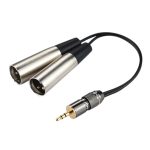 Metallkopf 3,5 mm Stecker auf Aluminiumgehäuse 2 x 3 Pin XLR CANNON Adapterkabel für Audioanschlussstecker, Gesamtlänge: ca. 25 cm – Bild 2