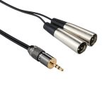 Metallkopf 3,5 mm Stecker auf Aluminiumgehäuse 2 x 3 Pin XLR CANNON Adapterkabel für Audioanschlussstecker, Gesamtlänge: ca. 25 cm – Bild 3