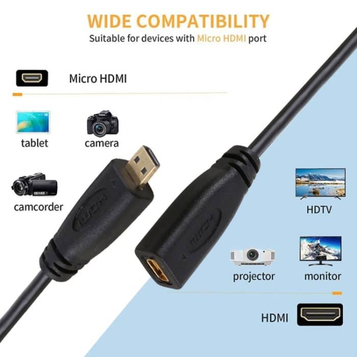 30 cm 1080P Micro HDMI Buchse zu Stecker Vergoldetes Anschlussadapterkabel – Bild 5